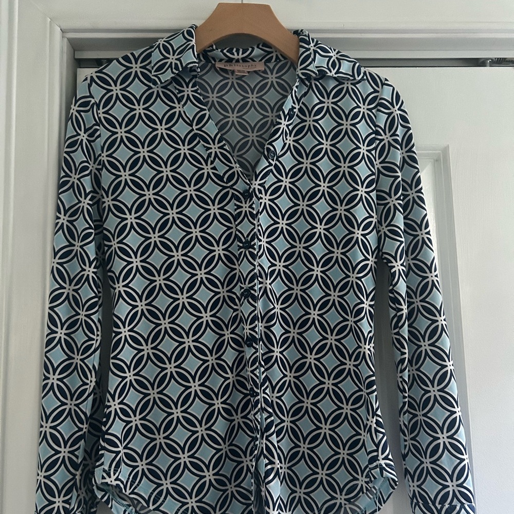 Geometric Patterned Blue women’s Shirt
